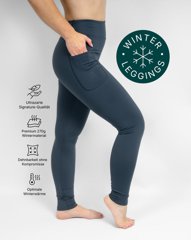 Aya Dusty Blue Winter Leggings