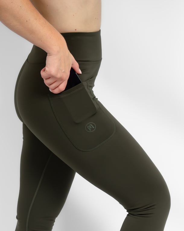 Aya Deep Olive Winter Leggings