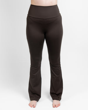 Maya Mocha Brown Flared Leggings Without Pockets