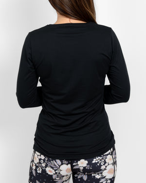Mira Fitted Black Long-Sleeve