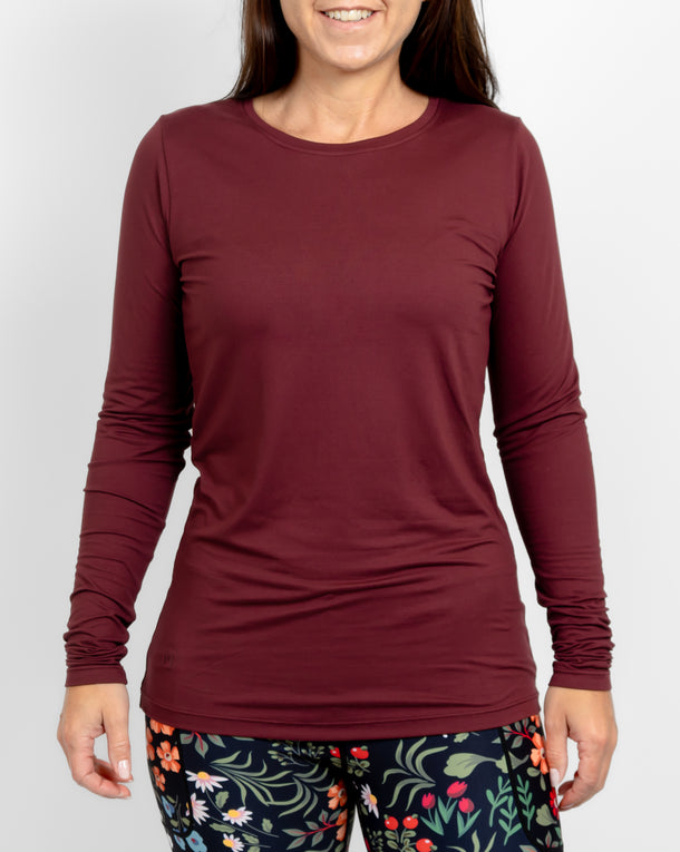 Mira Fitted Deep Bordeaux Long-Sleeve
