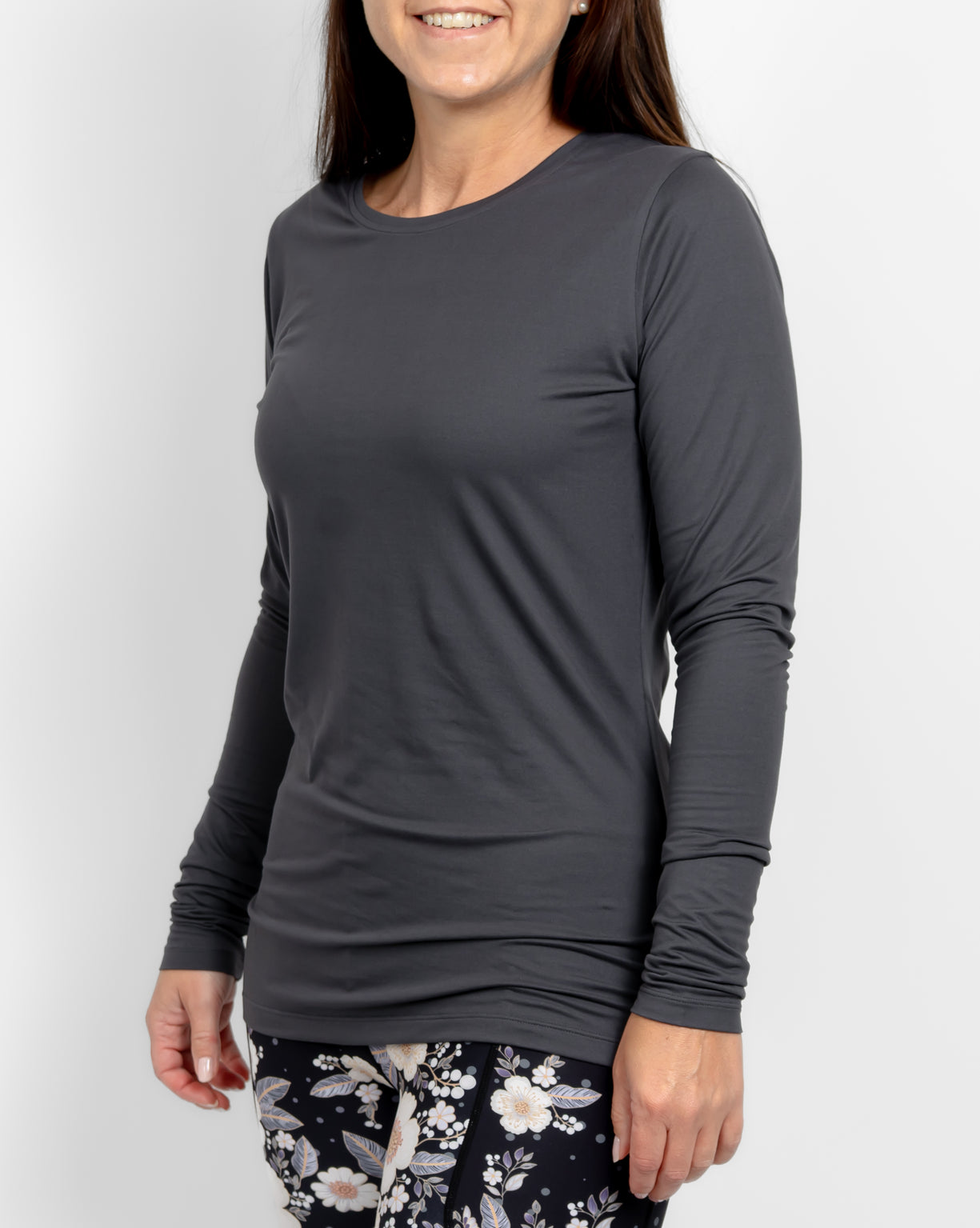 Mira Fitted Deep Grey Long-Sleeve