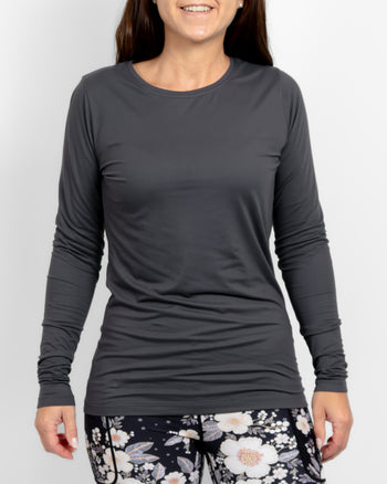 Mira Fitted Deep Grey Long-Sleeve