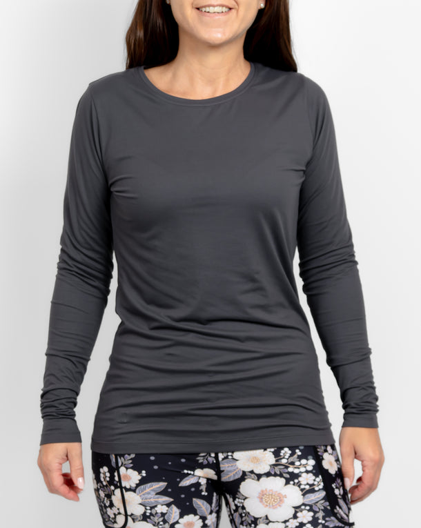Mira Fitted Deep Grey Long-Sleeve