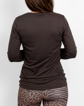 Mira Fitted Mocha Brown Long-Sleeve