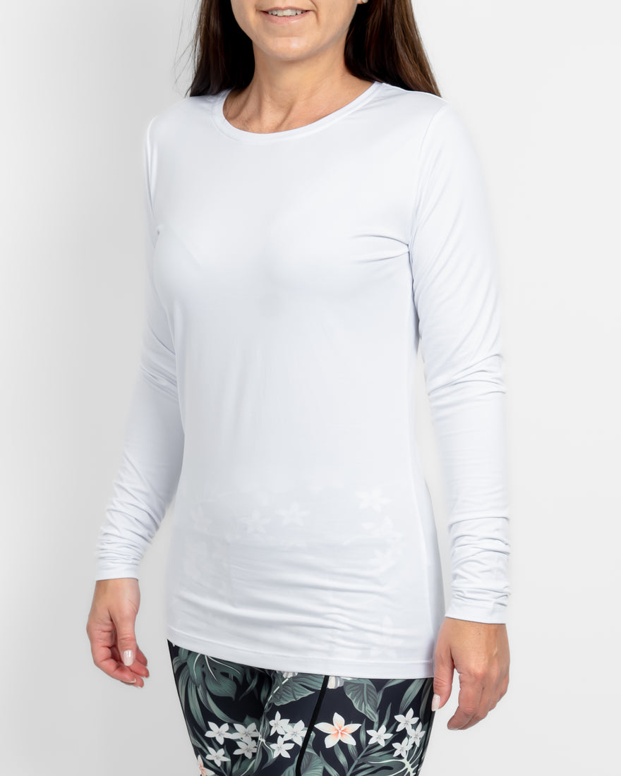 Mira Fitted White Long-Sleeve