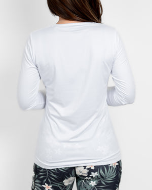 Mira Fitted White Long-Sleeve