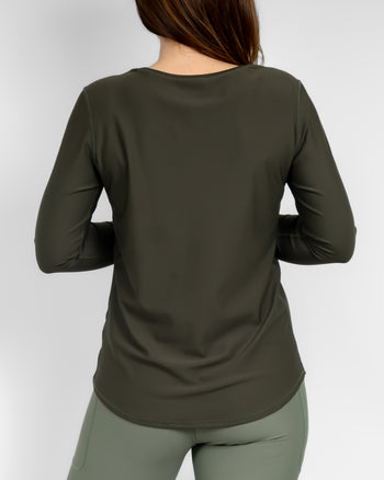 Vigga Fitted Deep Olive Long-Sleeve